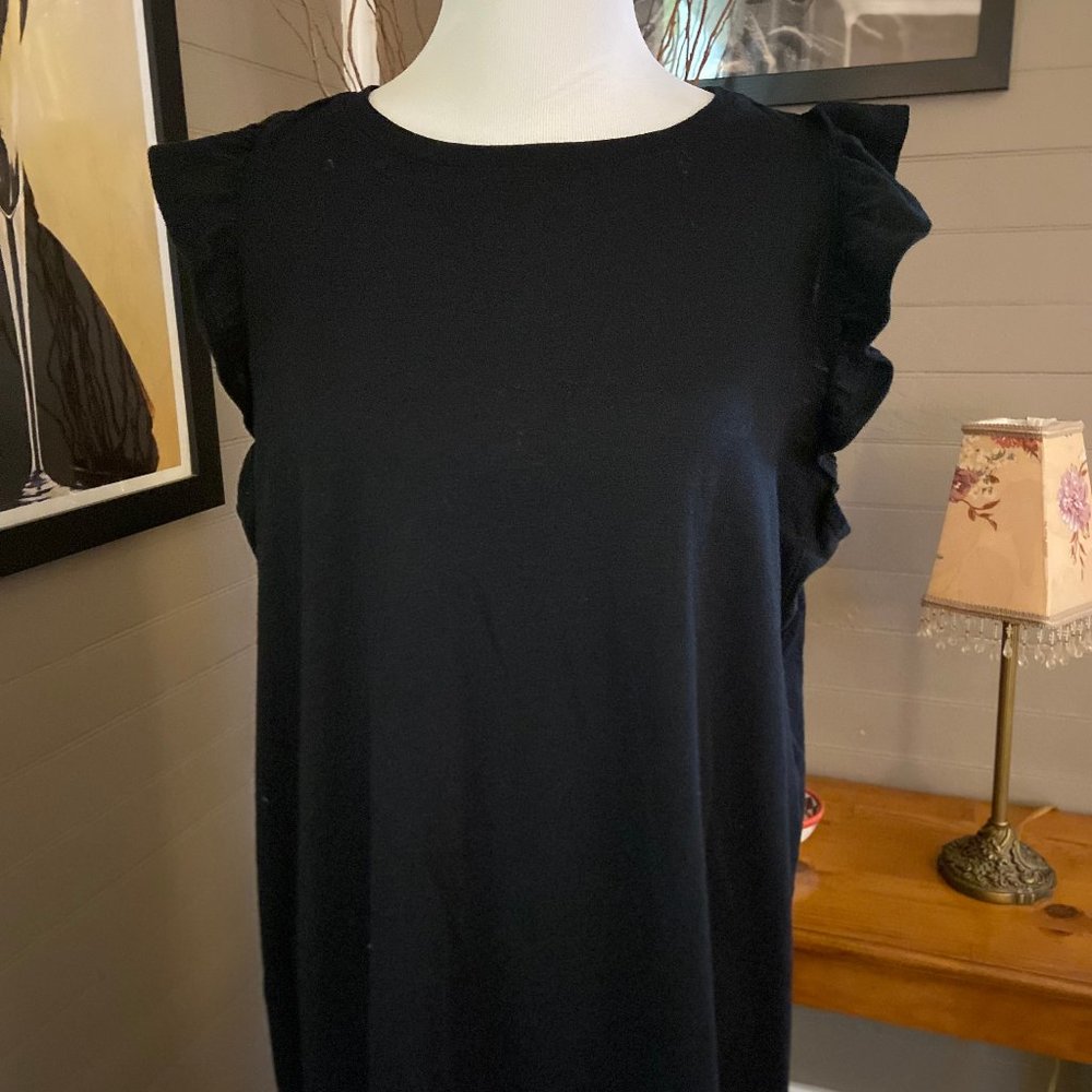 Black Dress with Ruffled Sleeves